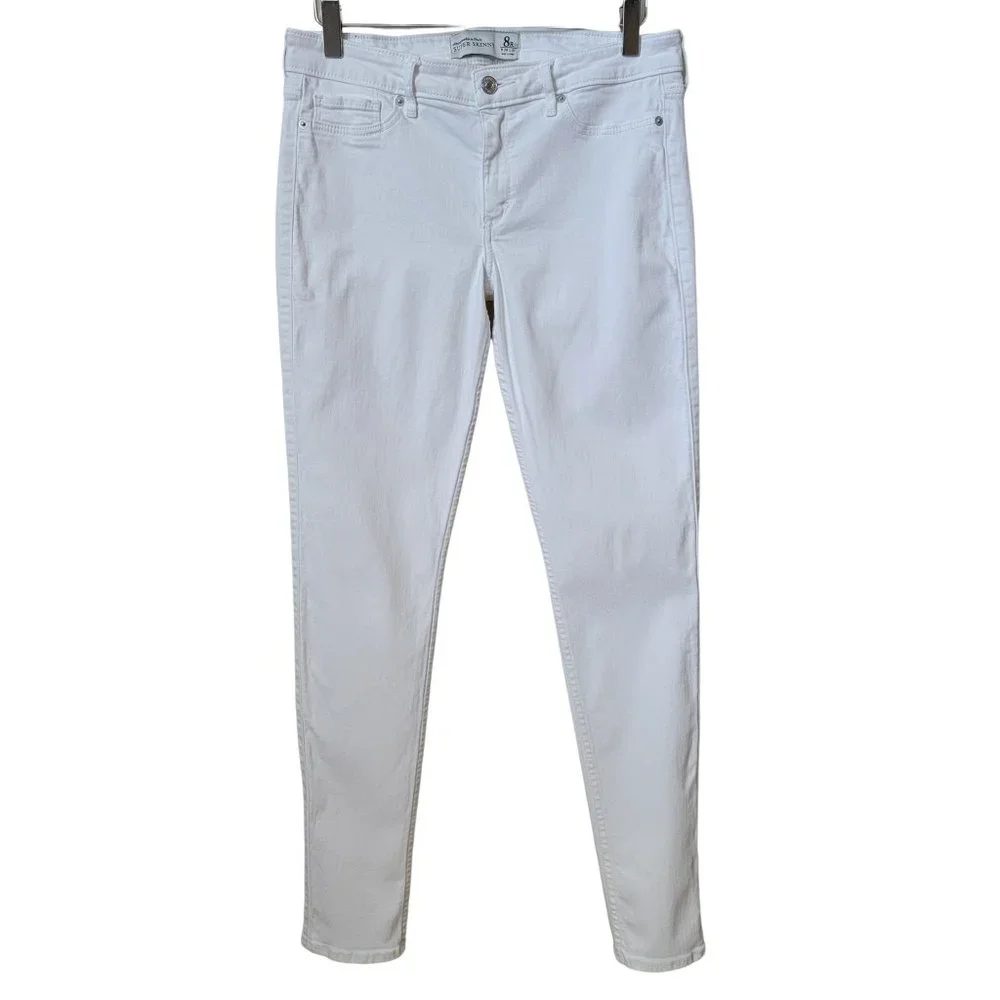 Abercrombie & Fitch Super Skinny White Denim Jeans